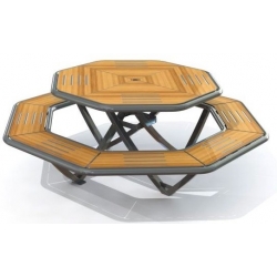 table extérieure octogonale avec plateau en compact